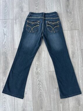 y2k gold stitching flap pocket roadrunner jeans